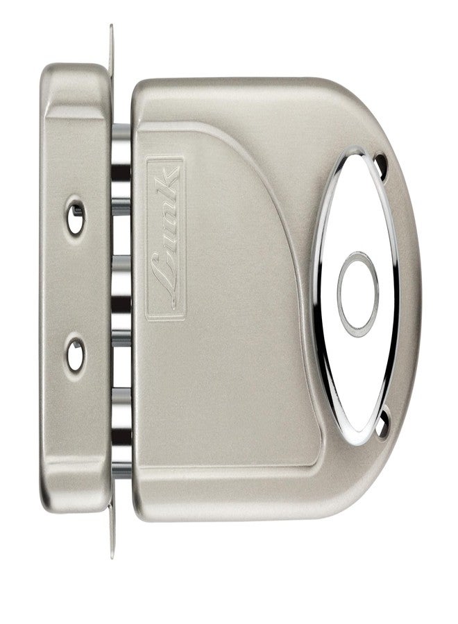 Link Heavy-Duty Main Door Rim Lock with 14-Pin Dimple Key Technology, Big Oval Brass Knob, and 3 Dead Bolts | Silver | 10 Years Warranty - Image 1